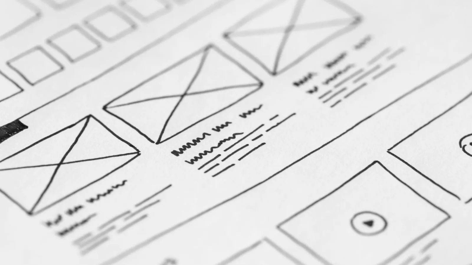 Hand-drawn wireframe design for a Redding, CA web design project