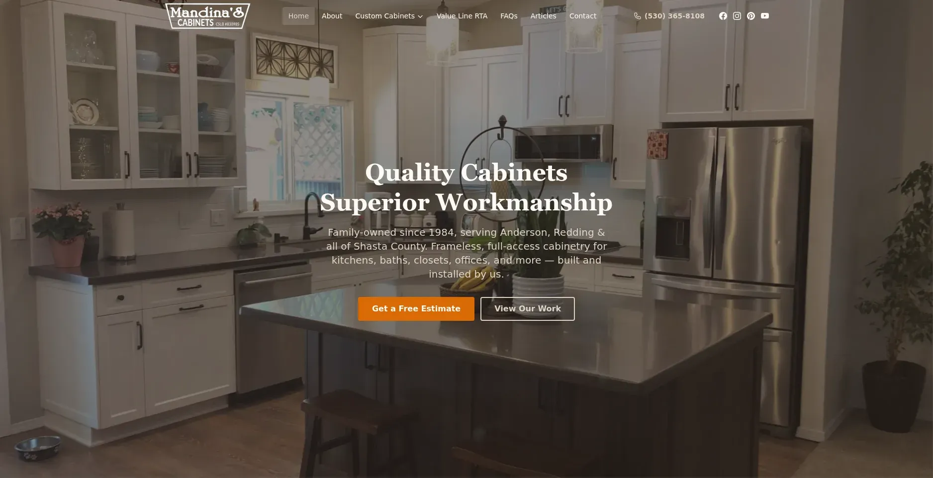 Mandinascabinets.com website by Twining Original Design