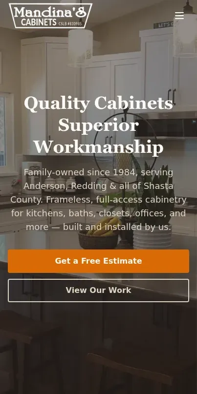 Mobile-friendly custom cabinetry website design