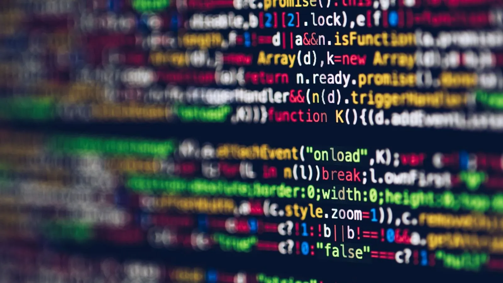 Colorful code on a screen, representing structured data and schema markup
